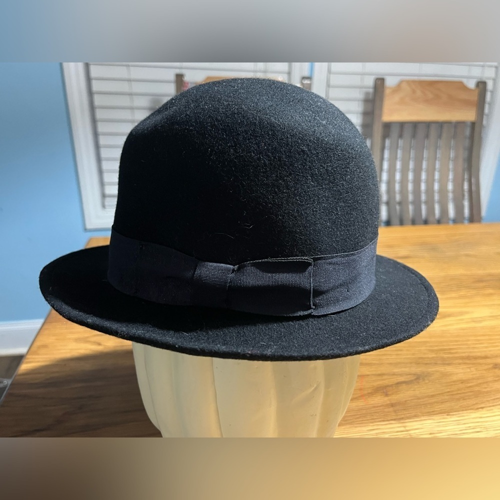 Inti Black Derby/Bowler Wool Felt Water-Repellent Hat Size Medium - Picture 2 of 9